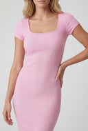 Marisol Ribbed Square Neck Midi Dress