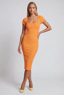 Marisol Ribbed Square Neck Midi Dress