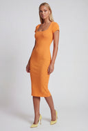Marisol Ribbed Square Neck Midi Dress