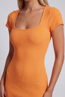 Marisol Ribbed Square Neck Midi Dress