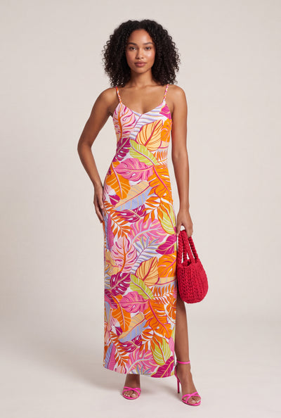 Leaf Print Cami Maxi Dress