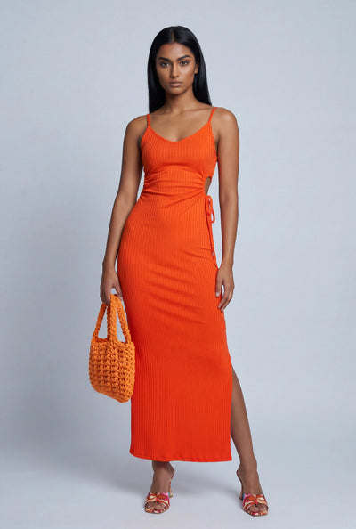 Drawstring Cutout Maxi Dress