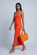 Drawstring Cutout Maxi Dress