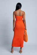 Drawstring Cutout Maxi Dress