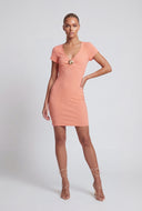 Metalic Charm V-Neck Mini Dress