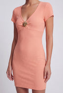 Metalic Charm V-Neck Mini Dress