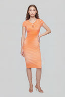 Double O Ring Striped Midi Dress