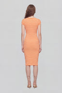 Double O Ring Striped Midi Dress