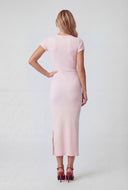 Ribbed Belted Boat Neck Maxi Dress