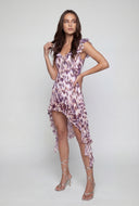Ruffled Keyhole High Low Dress