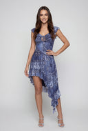 Alivia Bandana Mesh Ruffle Asymmetrical Dress