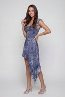 Alivia Bandana Mesh Ruffle Asymmetrical Dress