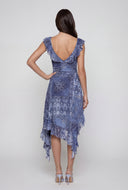 Alivia Bandana Mesh Ruffle Asymmetrical Dress