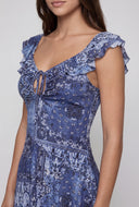 Alivia Bandana Mesh Ruffle Asymmetrical Dress