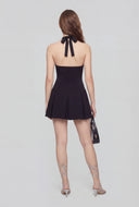 Pleated Ponte Halter Mini Dress