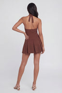 Pleated Ponte Halter Mini Dress