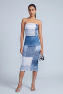 Patchwork Print Tube Dress