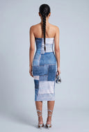 Patchwork Print Tube Dress