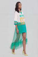 Everlee Graphic Jersey Tulle Maxi Dress