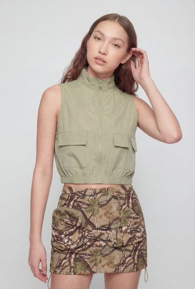Rosalyn Cargo Crop Windbreaker Vest