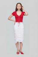 Nova High Waisted Grommet Drawstring Skirt Nylon