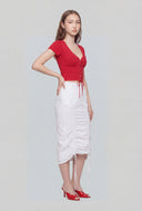Nova High Waisted Grommet Drawstring Skirt Nylon