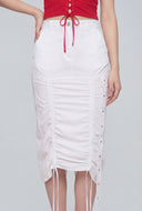 Nova High Waisted Grommet Drawstring Skirt Nylon