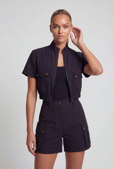 Gwendolyn Cargo Crop Windbreaker Jacket