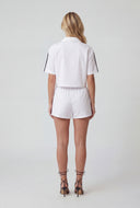 Varsity Stripe Zip Crop Shirt