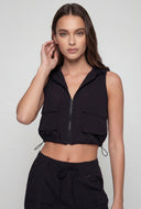 Toggle Crop Hooded Windbreaker Vest