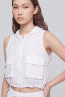 Toggle Crop Hooded Windbreaker Vest