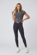 Elani Knit Mineral Wash Zip Front Top
