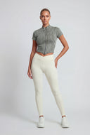 Elani Knit Mineral Wash Zip Front Top