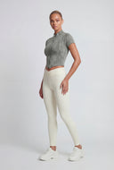 Elani Knit Mineral Wash Zip Front Top