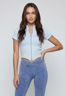 Elani Knit Mineral Wash Zip Front Top
