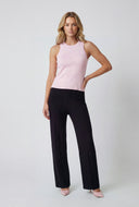 Pintuck High Waist Slim Straight Pants