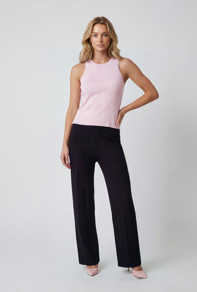 Pintuck High Waist Slim Straight Pants