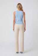 Pintuck High Waist Slim Straight Pants
