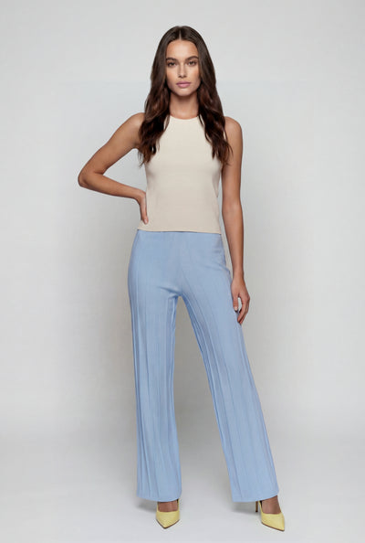 Pintuck High Waist Slim Straight Pants