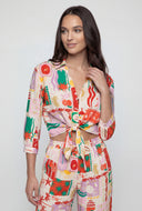 Tropical Crop Tie-Front Shirt