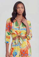 Tropical Crop Tie-Front Shirt