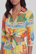 Tropical Crop Tie-Front Shirt