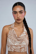 Avianna Cowl Neck Crop Halter Top
