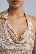 Avianna Cowl Neck Crop Halter Top