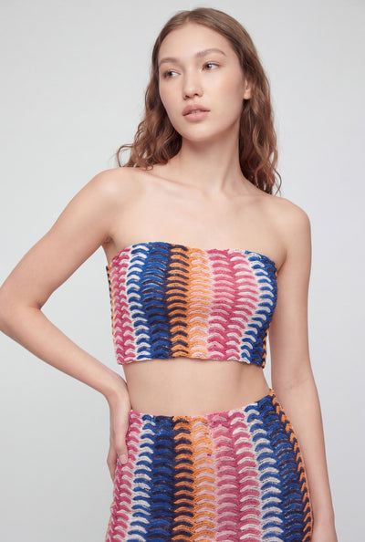 Lacey Textured Pattern Crop Tube Top