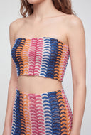 Lacey Textured Pattern Crop Tube Top