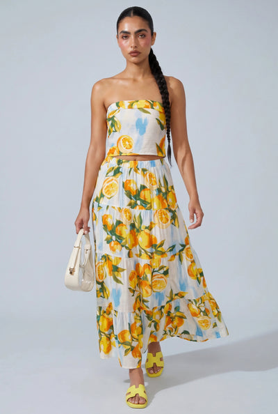 Magdalena Limoncello Tiered Maxi Skirt