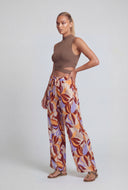 Leaf Print High Waist Palazzo Pants