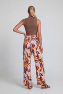 Leaf Print High Waist Palazzo Pants