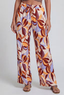 Leaf Print High Waist Palazzo Pants